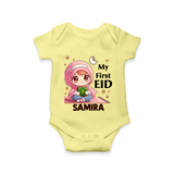 My First EID Girl version Custom Romper - PASTEL YELLOW - New Born (Chest 14")