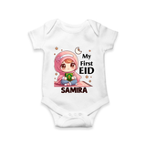 My First EID Girl version Custom Romper - WHITE - New Born (Chest 14")