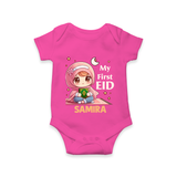 My First EID Girl version Custom Romper - HOT PINK - New Born (Chest 14")