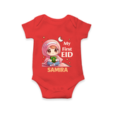 My First EID Girl version Custom Romper - RED - New Born (Chest 14")