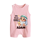 Personalised EID Boy version Romper Suit - BABY PINK - 0 - 5 Months Old (Chest 18")