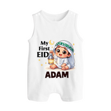Personalised EID Boy version Romper Suit - WHITE - 0 - 5 Months Old (Chest 18")