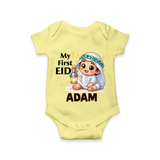 Personalised EID Boy version Romper - PASTEL YELLOW - New Born (Chest 14")