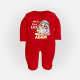 Personalised EID Boy version Fullbody Suit - RED - New Born (Chest 7.5")