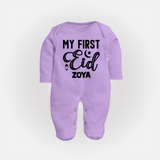Custom Name My First Eid Kids Fullbody Suit - LILAC - New Born (Chest 7.5")