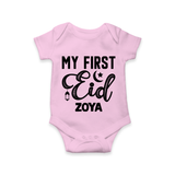 Custom Name My First Eid Kids Romper - BABY PINK - New Born (Chest 14")
