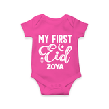 Custom Name My First Eid Kids Romper - HOT PINK - New Born (Chest 14")