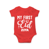 Custom Name My First Eid Kids Romper - RED - New Born (Chest 14")