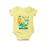 My first Eid Personalised Kids Romper - PASTEL YELLOW - New Born (Chest 14")