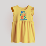 My first Eid Celebration Baby Frock for Kids - PASTEL YELLOW - 0 - 3 Months Old (Chest 17")