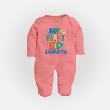 My first Eid Celebration Fullbody Suit for Kids - PEACH - New Born (Chest 7.5")