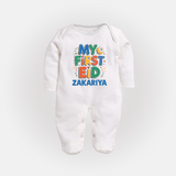 My first Eid Celebration Fullbody Suit for Kids - WHITE - New Born (Chest 7.5")