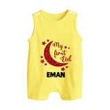 My first Eid Custom Romper Suit - PASTEL YELLOW - 0 - 5 Months Old (Chest 18")