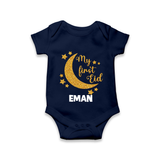 My first Eid Custom Romper - NAVY BLUE - New Born (Chest 14")
