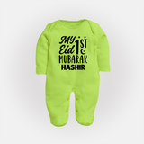 My 1st eid mubarak Custom Fullbody Suit - LIME GREEN - New Born (Chest 7.5")