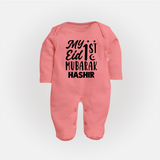 My 1st eid mubarak Custom Fullbody Suit - PEACH - New Born (Chest 7.5")