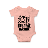 My 1st eid mubarak Custom Romper - PEACH - New Born (Chest 14")