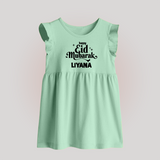 Happy Eid Mubarak Personalised Baby Frock - MINT GREEN - 0 - 3 Months Old (Chest 17")