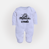 Happy Eid Mubarak Personalised Fullbody Suit - BABY BLUE - New Born (Chest 7.5")