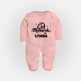 Happy Eid Mubarak Personalised Fullbody Suit - BABY PINK - New Born (Chest 7.5")