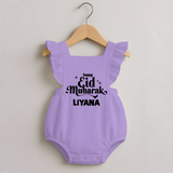 Happy Eid Mubarak Personalised Romper Frock - LILAC - 0 - 3 Months Old (Chest 19")