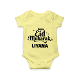 Happy Eid Mubarak Personalised Romper - PASTEL YELLOW - New Born (Chest 14")