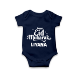 Happy Eid Mubarak Personalised Romper - NAVY BLUE - New Born (Chest 14")