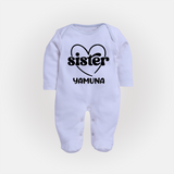 Sister Sleep Suit/ Full Sleeve Bodysuit | Personalized Sleep Suit/ Full Sleeve Bodysuit for Your Favorite Sister - BABY BLUE - New Born (Chest 7.5")