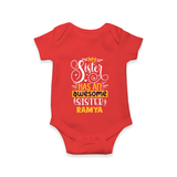 My Sister Has An Awesome Sister Romper / Onesie | Custom Romper / Onesie for the Awesome Sister Duo - RED - New Born (Chest 14")