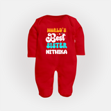 World's Best Sister Sleep Suit/ Full Sleeve Bodysuit | Personalized Sleep Suit/ Full Sleeve Bodysuit for the World's Best Sister - RED - New Born (Chest 7.5")
