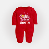 Sister Forever Sleep Suit/ Full Sleeve Bodysuit | Personalized Sleep Suit/ Full Sleeve Bodysuit for Sisters Forever - RED - New Born (Chest 7.5")