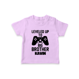 Leveled Up To Big Brother | Cute and Personalized T-Shirt for Brother - LILAC - 0-5 Months Old (Chest 17")