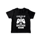 Leveled Up To Big Brother | Cute and Personalized T-Shirt for Brother - BLACK - 0-5 Months Old (Chest 17")