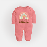 Little Sister Sleep suit | Custom Sleep suit for the Little Sister - PEACH - New Born (Chest 7.5")