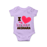 I Love My Little Sister Romper | Personalized Romper for Loving Little Sisters - LILAC - New Born (Chest 14")