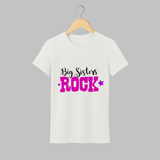 Big Sisters Rock Adult Tshirt | Personalized Adult Tshirt for the Cool Big Sister - WHITE - S (Chest 19")