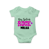 Big Sisters Rock Romper | Personalized Romper for the Cool Big Sister - MINT GREEN - New Born (Chest 14")