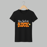 Big Sisters Rock Adult Tshirt | Personalized Adult Tshirt for the Cool Big Sister - BLACK - S (Chest 19")