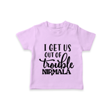 I Get Us Out Of Trouble T-shirt | Personalized T-shirt for the Mischievous One - LILAC - 0-5 Months Old (Chest 17")