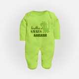 Brother-Saurus Sleep suit | Personalized Sleep suit for the Big Brother - LIME GREEN - New Born (Chest 7.5")