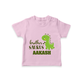 Brother-Saurus T-shirt | Personalized T-shirt for the Big Brother - BABY PINK - 0-5 Months Old (Chest 17")