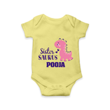 Sister-Saurus Romper | Custom Romper for the Big Sister - PASTEL YELLOW - New Born (Chest 14")