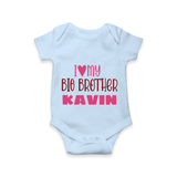 I Love My Big Brother Romper | Custom Romper for Your Big Brother - BABY BLUE - New Born (Chest 14")