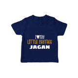 I Love My Little Brother T-shirt | Custom T-shirt for Your Little Brother - NAVY BLUE - 0-5 Months Old (Chest 17")