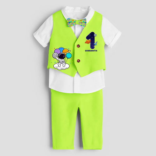 First Year Space Themed Customized Waist Coat With Name For Kids