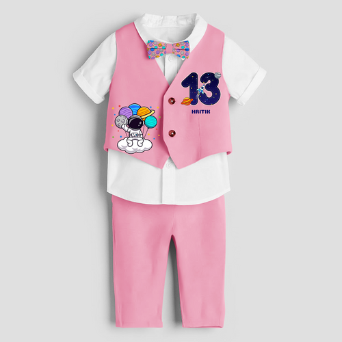 Thirteenth Year SpaceThemed Customized Waist Coat With Name For Kids