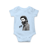 Monochrome Bearded Portrait Graphic Romper - BABY BLUE - New Born (Chest 14")