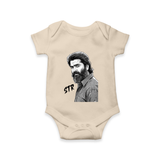 Monochrome Bearded Portrait Graphic Romper - IVORY - New Born (Chest 14")