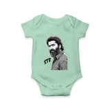 Monochrome Bearded Portrait Graphic Romper - MINT GREEN - New Born (Chest 14")