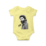 Monochrome Bearded Portrait Graphic Romper - PASTEL YELLOW - New Born (Chest 14")